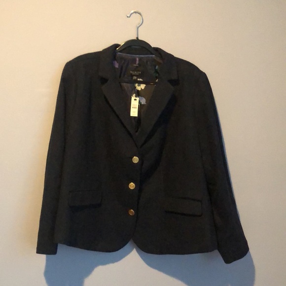 Talbots Wool Blend Navy Aberdeen Blazer 20WP - Picture 2 of 6